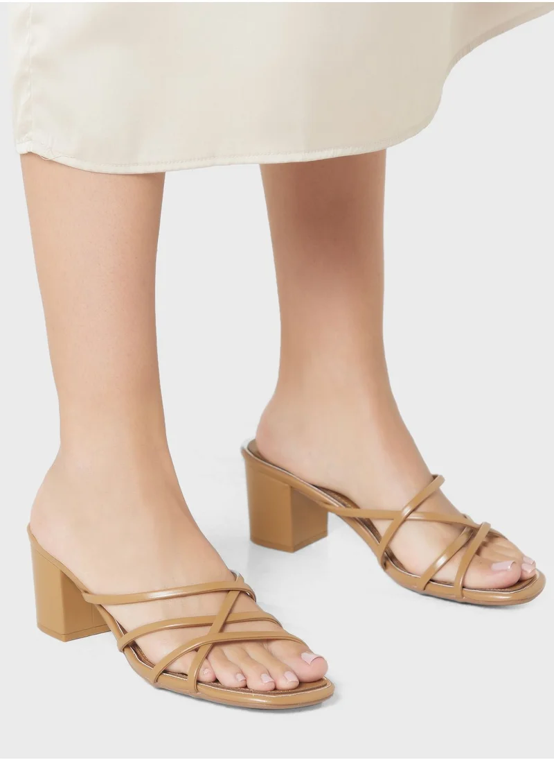 ELLA Block Heel Mule With Metallic Trim