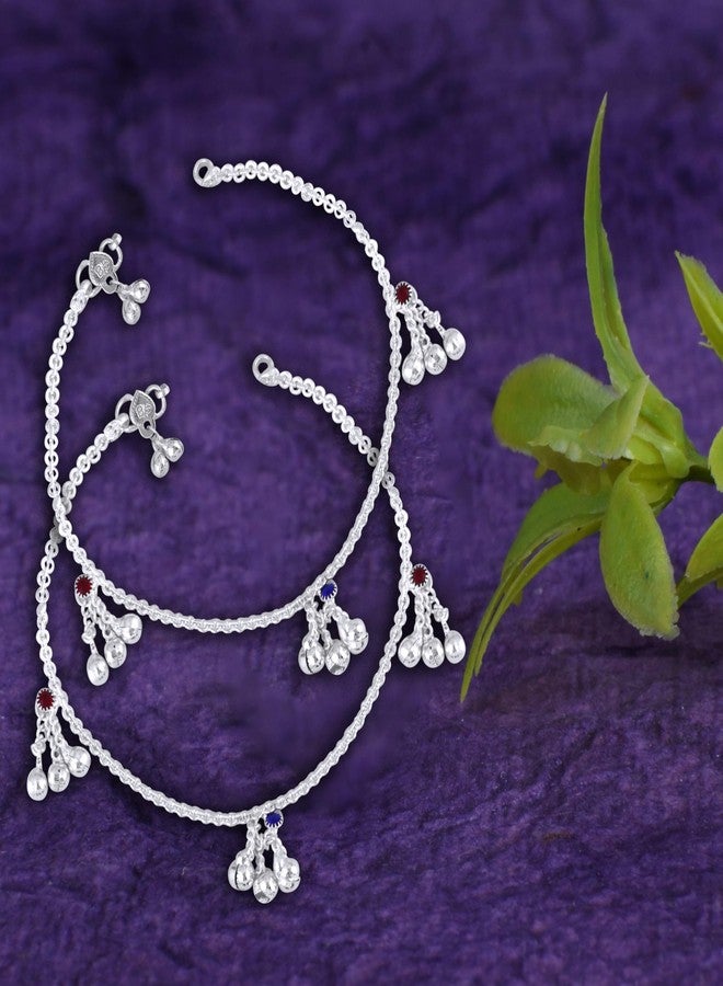 IGA COLLECTION Trendy Valentine Jewellery for All Occassions Traditional White Metal Payal Pair for Women/Girls - Image 4