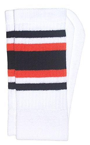 SKATERSOCKS 22" Knee high White tube sock with Black-Orange style 4 - Image 5