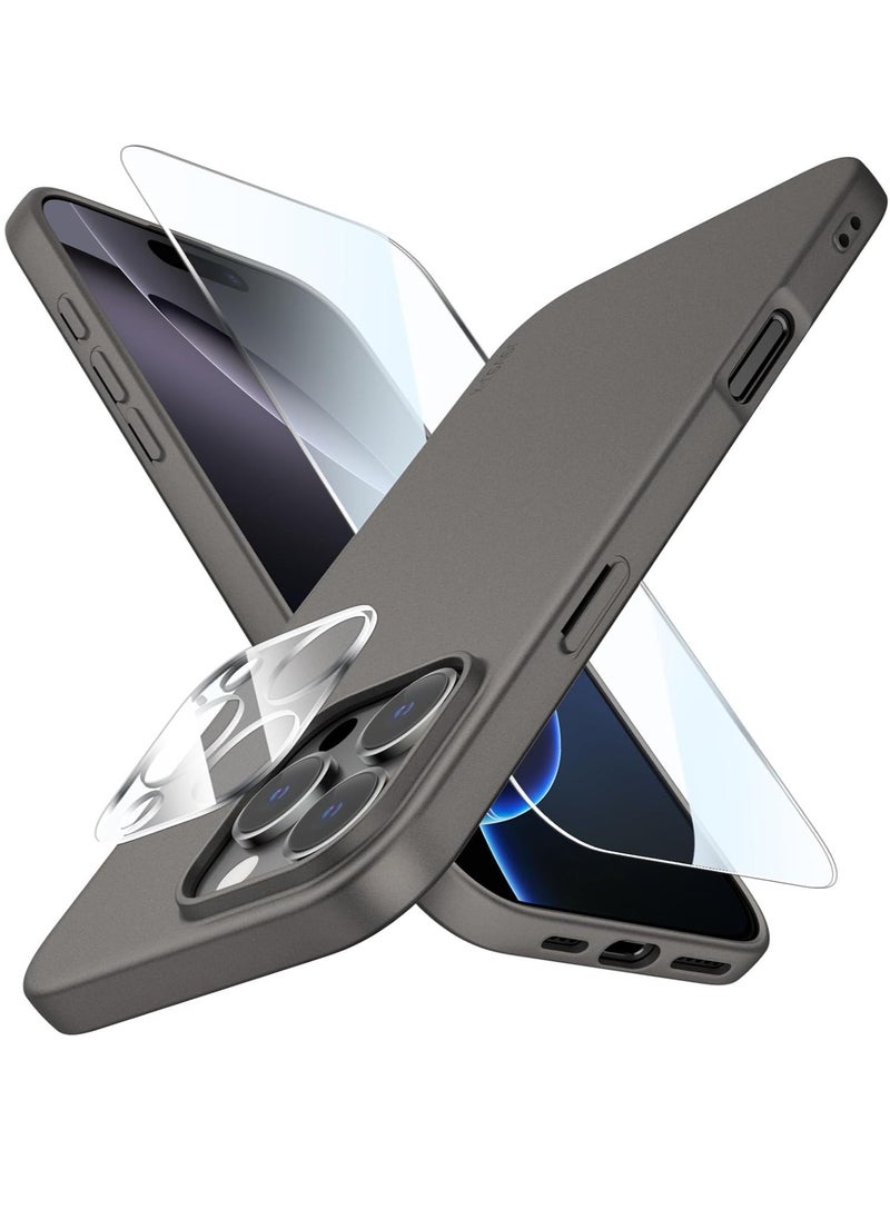 Generic iPhone 16 Pro Gray Case – Ultra-Thin Matte Cover with Upgraded Camera Lens and Screen Protectors, Soft Touch Anti-Scratch Shockproof Design  - Image 1