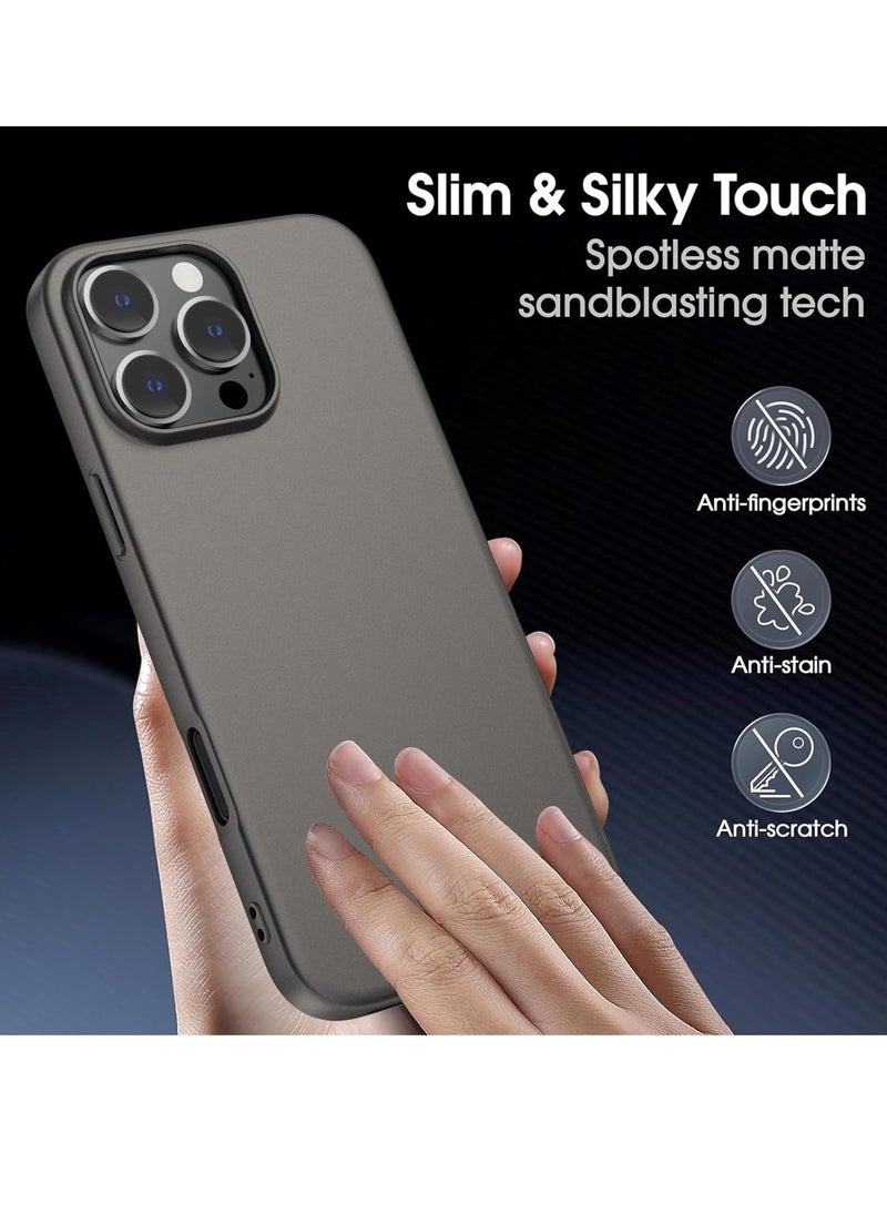 Generic iPhone 16 Pro Gray Case – Ultra-Thin Matte Cover with Upgraded Camera Lens and Screen Protectors, Soft Touch Anti-Scratch Shockproof Design  - Image 2
