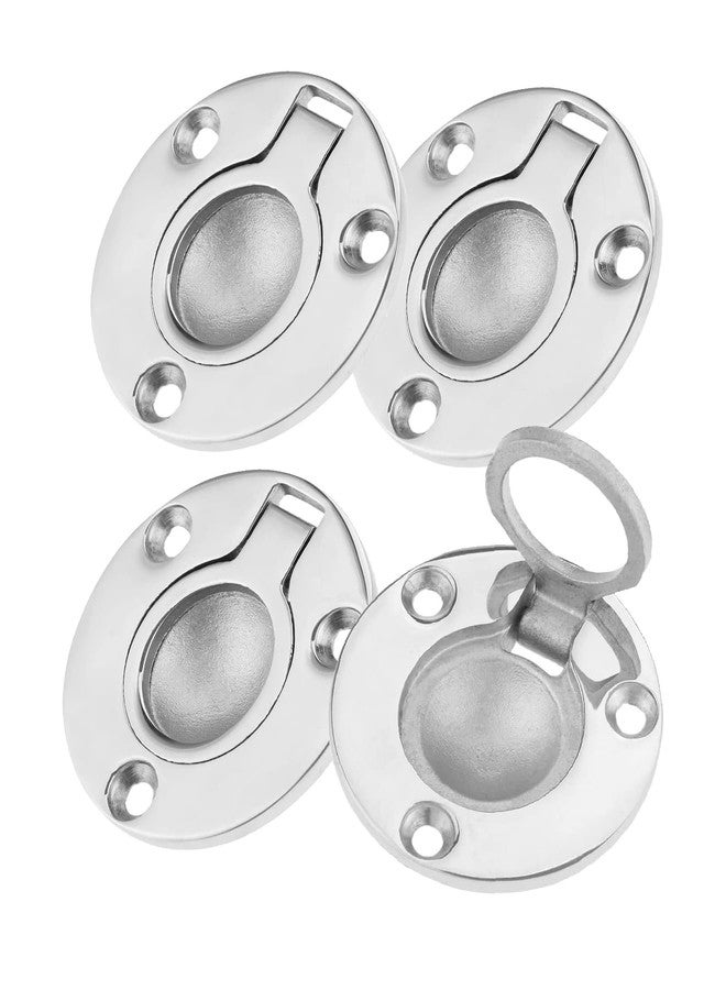 Mtsooning 4PCS Boat Ring Hatch,1.97" Round Flush Pull Latch, Stainless Steel Deck Recessed Pull Handle, Marine Mount Lifting Ring Locker Hardware for Boat Locker Window Drawer Cupboard - Image 1