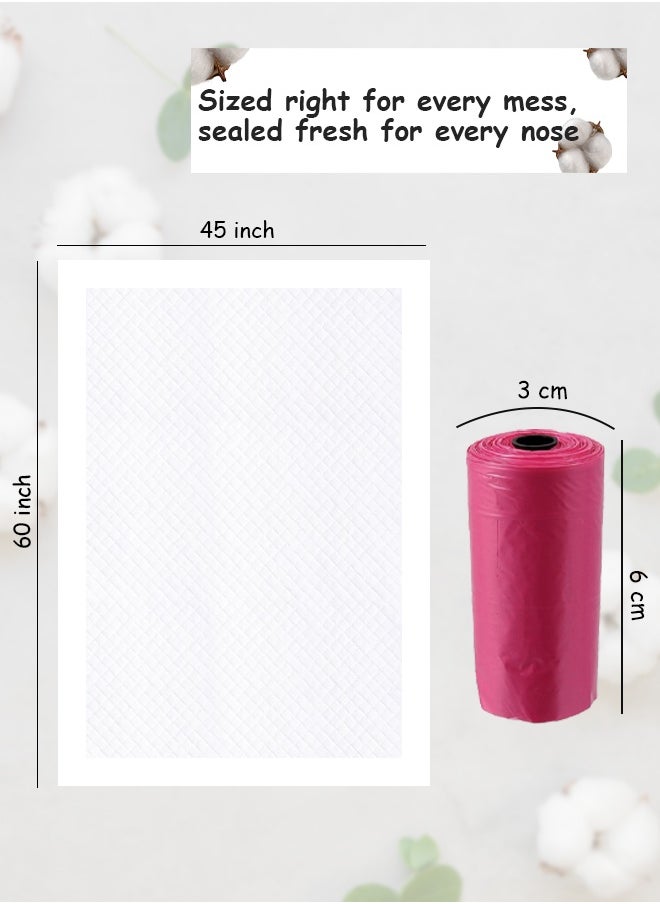 Cute 'n' Cuddle Cute 'n' Cuddle 90 Pcs Disposable Changing Mat White 60cmX45cm With 90 Disposable Scented bags Red  - Image 2