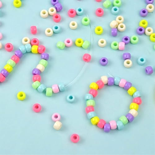 INDIKONB Round Pony Beads | Acrylic Plastic Multicolor Beads with Large Big Holes | 200 Beads Pack for Phone Charms, Hair Accessories, Bracelets, Jewelry Making | Big Hole Beads Mix (Matte) - Image 3