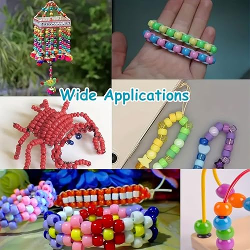 INDIKONB Round Pony Beads | Acrylic Plastic Multicolor Beads with Large Big Holes | 200 Beads Pack for Phone Charms, Hair Accessories, Bracelets, Jewelry Making | Big Hole Beads Mix (Matte) - Image 4