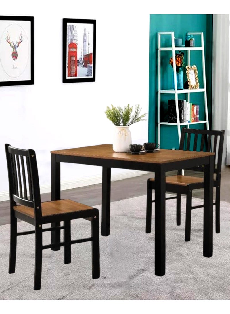 Generic Set of 3 Pieces, Wooden Dining Table With 2 Chairs Set  - Image 1