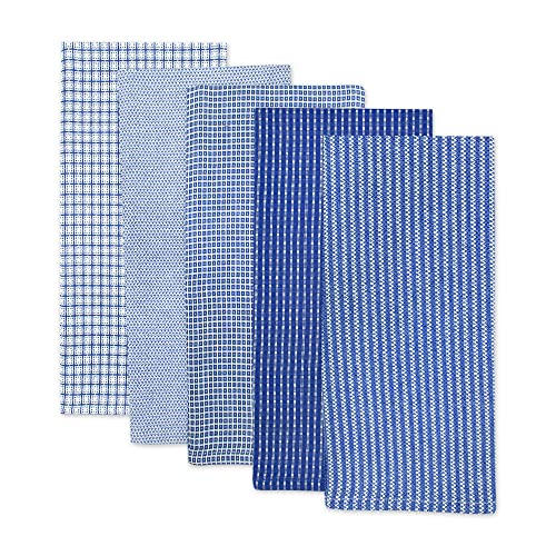 Design Imports منشفة أطباق قطنية كبيرة الحجم من DII هدية للمطبخ 20x30 بوصة مجموعة من 5 مناشف مطبخ ماصة للطهي والخبز اليومي - زرقاء - Image 2