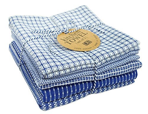 Design Imports منشفة أطباق قطنية كبيرة الحجم من DII هدية للمطبخ 20x30 بوصة مجموعة من 5 مناشف مطبخ ماصة للطهي والخبز اليومي - زرقاء - Image 5
