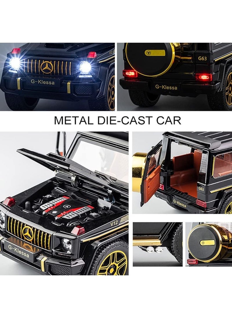 CHE ZHI Mercedes Benz G63 AMG 1:32 Scale Model Car, Diecast Model Cars Zinc Alloy Pull Back Toy car with Sound and Light for Kids Boy Girl Gift Black Gold  - Image 2
