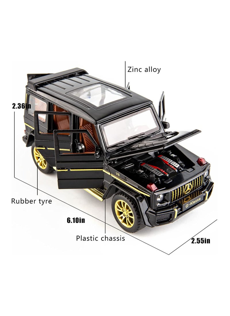 CHE ZHI Mercedes Benz G63 AMG 1:32 Scale Model Car, Diecast Model Cars Zinc Alloy Pull Back Toy car with Sound and Light for Kids Boy Girl Gift Black Gold  - Image 4