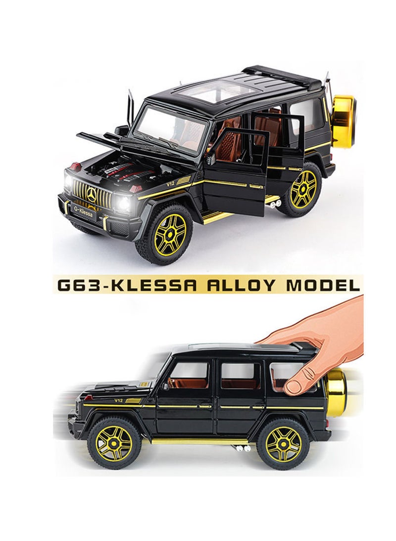 Mercedes Benz G63 AMG 1:32 Scale Model Car, Diecast Model Cars Zinc Alloy Pull Back Toy car with Sound and Light for Kids Boy Girl Gift Black Gold