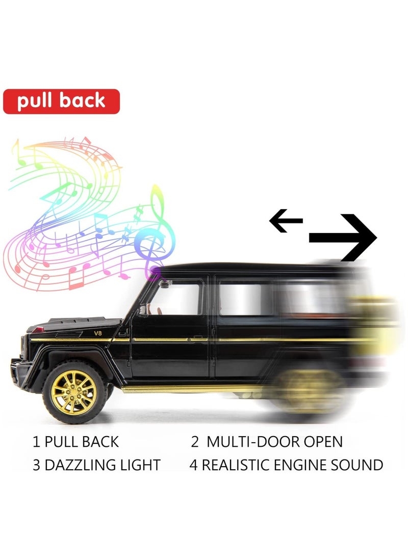 CHE ZHI Mercedes Benz G63 AMG 1:32 Scale Model Car, Diecast Model Cars Zinc Alloy Pull Back Toy car with Sound and Light for Kids Boy Girl Gift Black Gold  - Image 5