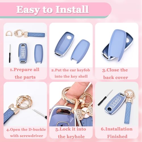 JAMCARI Key Fob Cover for Nissan - 5 Buttons Soft TPU Key Fob Case for 2023 2024 Pathfinder Rogue Versa kicks 2025 Sentra Patrol Armada Full Protection Smart Remote Key Shells (Blue) - Image 4