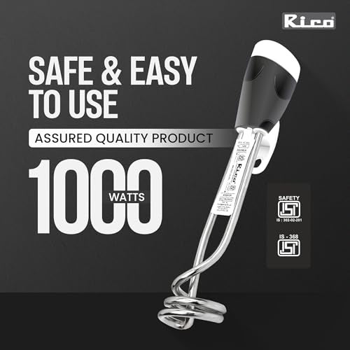 Rico IRPRO 1000 Watts Shockproof Japanese Technology Electric Water Heater Immersion Rod With Waterproof Protection|Instant Heating With Bucket Holder | ISI Certified 2 Y Replacement Warranty, Metal - Image 2