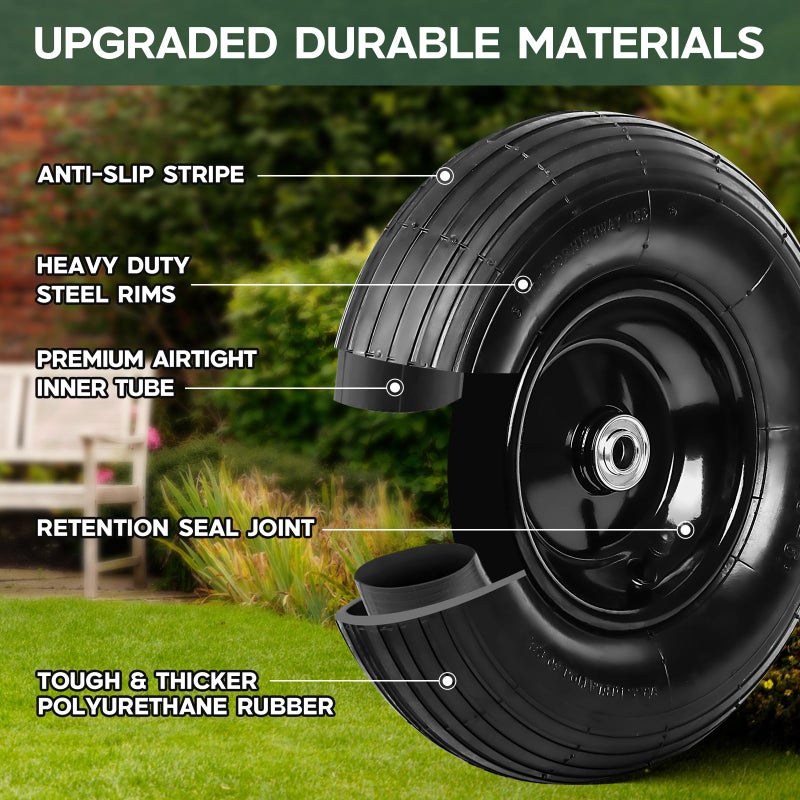 Taifa 13 Inch 1 PC Rubber Pneumatic Replacement Tires and Wheels 4.00-6 with 5/8'' Axle Bore Hole, Inflated Air Wheel for Wheelbarrow/Wagon/Hand Truck/Trolley/Garden Scooter etc. - Image 3