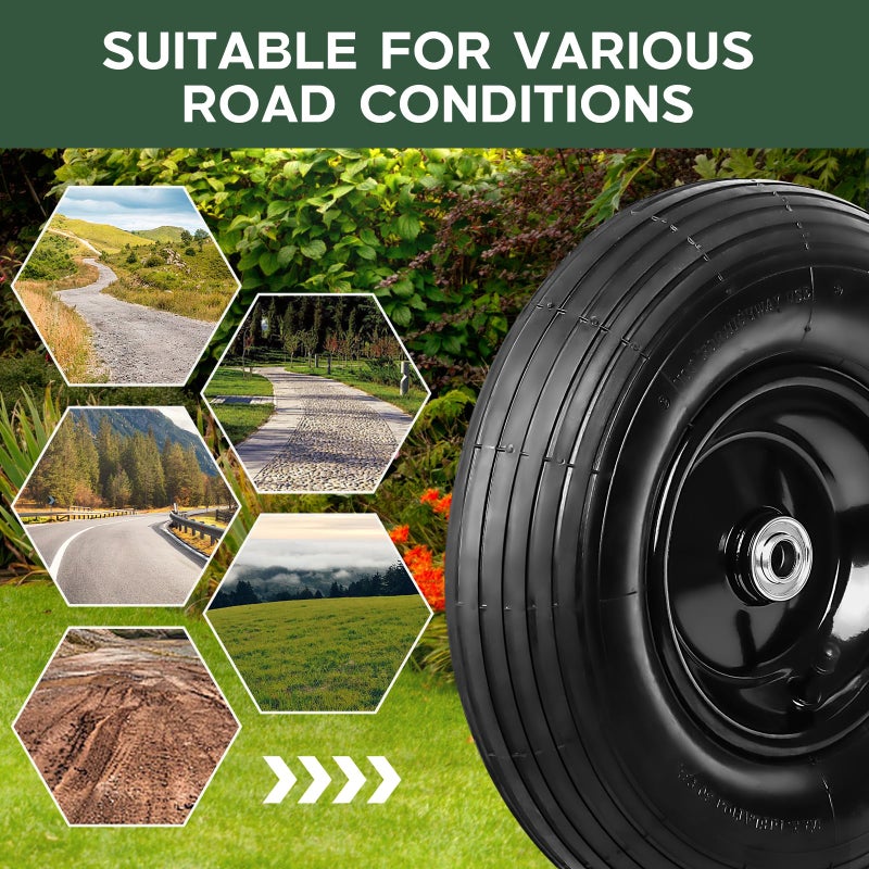 Taifa 13 Inch 1 PC Rubber Pneumatic Replacement Tires and Wheels 4.00-6 with 5/8'' Axle Bore Hole, Inflated Air Wheel for Wheelbarrow/Wagon/Hand Truck/Trolley/Garden Scooter etc. - Image 5