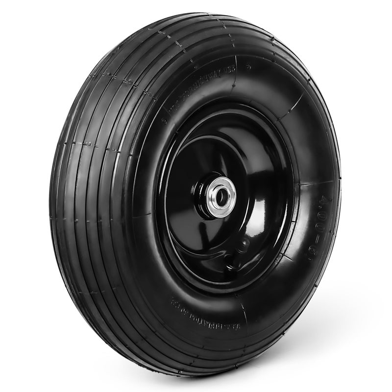 Taifa 13 Inch 1 PC Rubber Pneumatic Replacement Tires and Wheels 4.00-6 with 5/8'' Axle Bore Hole, Inflated Air Wheel for Wheelbarrow/Wagon/Hand Truck/Trolley/Garden Scooter etc. - Image 1
