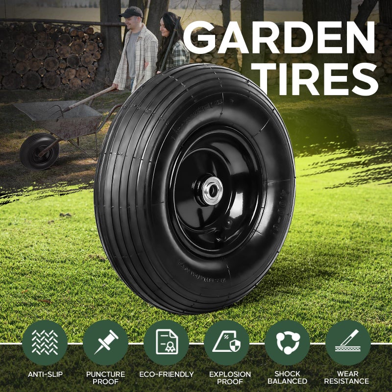 Taifa 13 Inch 1 PC Rubber Pneumatic Replacement Tires and Wheels 4.00-6 with 5/8'' Axle Bore Hole, Inflated Air Wheel for Wheelbarrow/Wagon/Hand Truck/Trolley/Garden Scooter etc. - Image 4