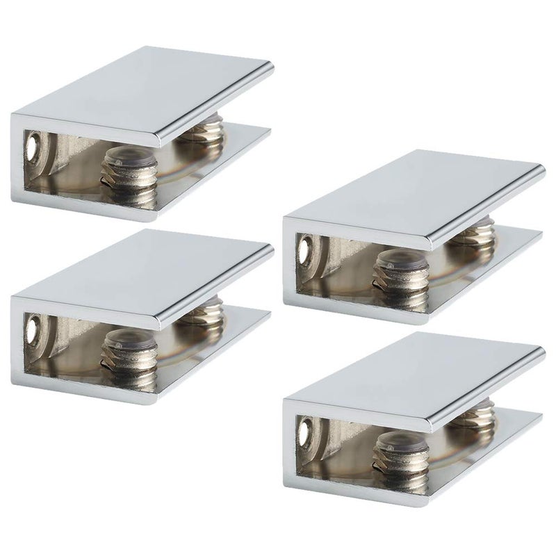 Alise Glass Shelf Bracket Adjustable Shower Brackets,Heavy Duty Rectangle Clamp Holder for 6-10mm Glass Shelves,Wall Mount Clamps Clip Support Hardware Replacement Parts,Polished Chrome 4 Pcs - Image 1