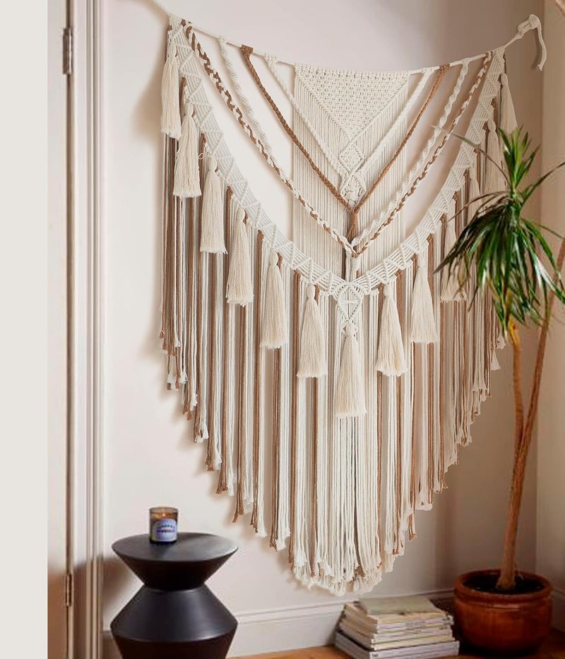 Jakalin Light precision processed material Macrame Wall Hanging Large Brown Macrame Wall Decor Boho Panels Handmade Yarn Wall Art Living Room Bedroom Home Decor55 Lx 47" W Multi item matching - Image 2