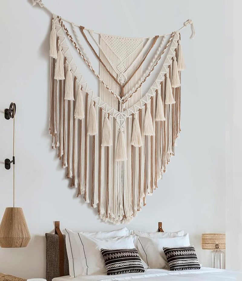 Jakalin Light precision processed material Macrame Wall Hanging Large Brown Macrame Wall Decor Boho Panels Handmade Yarn Wall Art Living Room Bedroom Home Decor55 Lx 47" W Multi item matching - Image 4