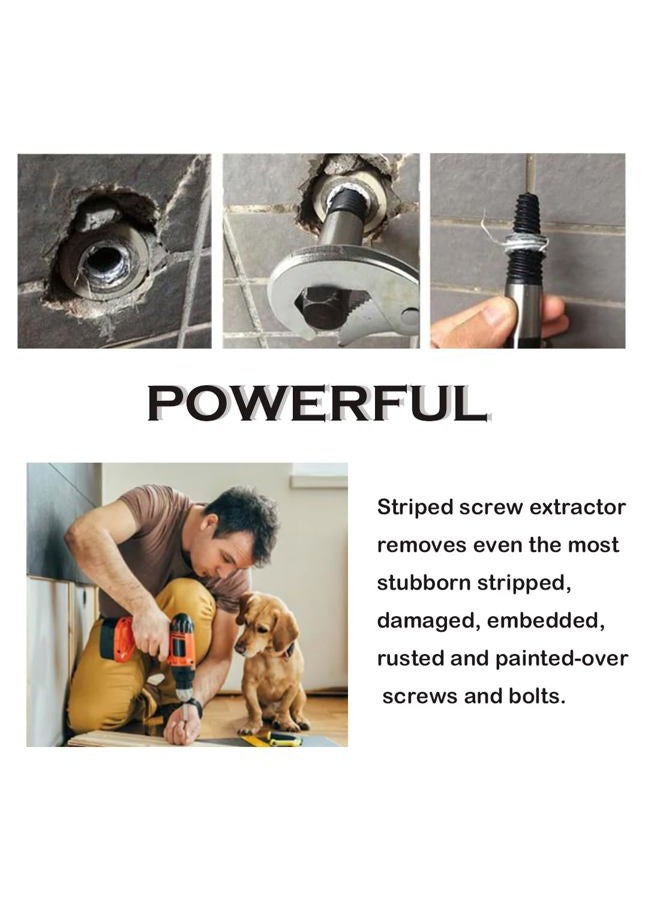 Rongon Damaged Screw Extractor Sets Remover for Stripped Head Screws Nuts & Bolts Drill Bit Tools Gifts for Men and Women Silver - Image 3