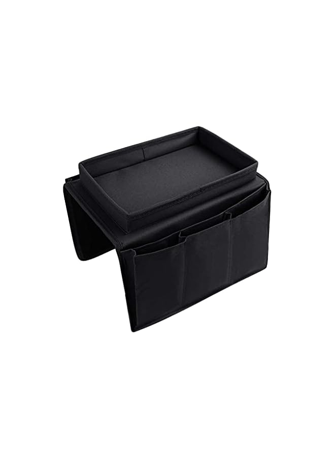 The Bros منظم ذراع الأريكة مع حامل أكواب وحامل لوحي وكتب ومجلات وحامل مشروبات وصينية لحامل ذراع الكرسي وجهاز التحكم عن بعد للتلفاز لكرسي الاستلقاء والأريكة وكرسي بذراعين وحقيبة تخزين بجانب السرير للهواتف المحمولة - Image 3