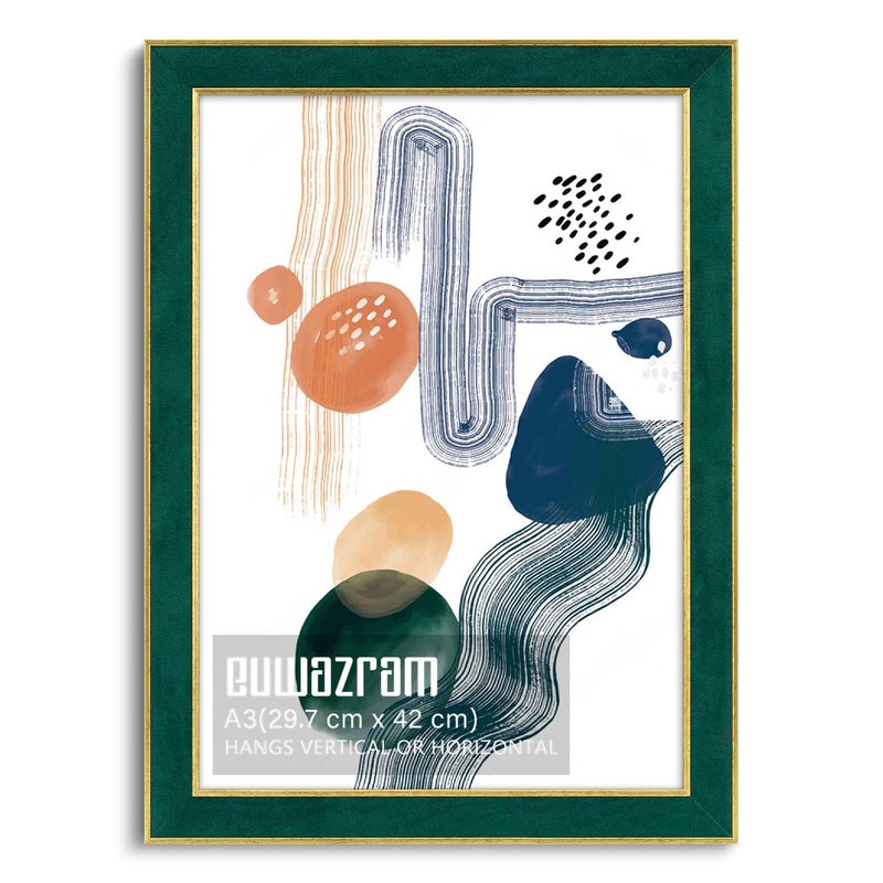 euwazram Suede A3 Frame - Single Frame, Elegant Green A3 Picture Frame, A3 Poster Frame for Artwork, Puzzles, Photos, Movie Posters, and Wall Display - Image 1