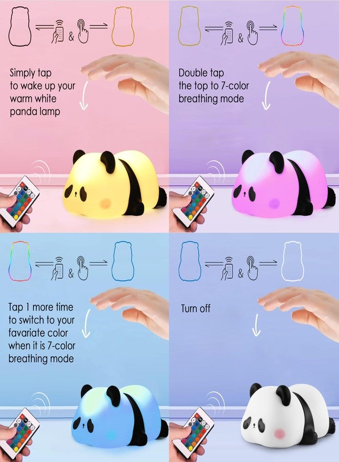 Gesto Rechargeable Silicone Sleeping Panda Night Light – 16 Color Changing LED Lamp with Remote| Dimmable & Timer Function | 4 Lighting Modes Cute Nightlight for Kids Room, Birthday Gift,Boys & Girls - Image 3