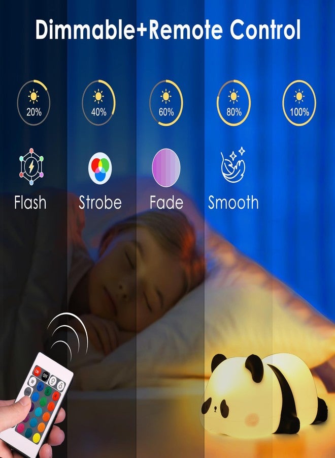 Gesto Rechargeable Silicone Sleeping Panda Night Light – 16 Color Changing LED Lamp with Remote| Dimmable & Timer Function | 4 Lighting Modes Cute Nightlight for Kids Room, Birthday Gift,Boys & Girls - Image 2