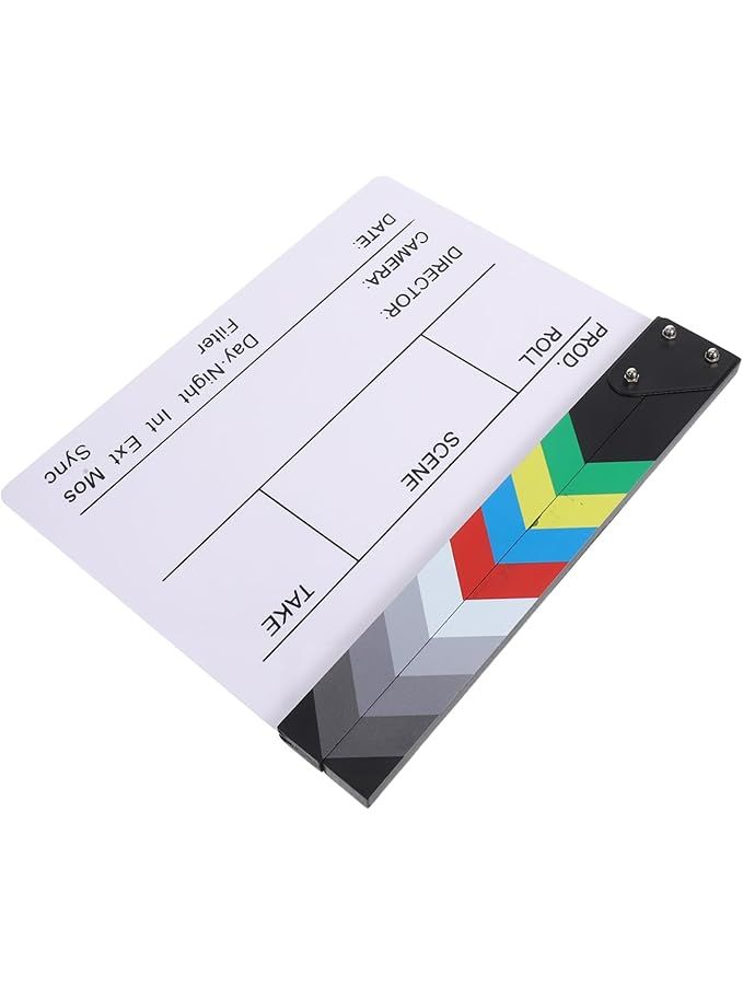 White Acrylic Movie Clapboard Lightweight Portable Film Scene Setup Photography Studio Prop Home Decor for Filmmakers Art Enthusiasts - Image 1