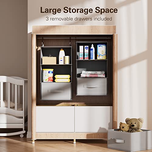 Pipishell 6-Shelf Hanging Closet Organizer, Hanging Shelves with 2 Separable 3-Tier Shelves, Closet Shelves Organizer with 3 Removable Drawers for Wardrobe, Nursery, Baby Clothes Organizer, Gray - Image 5