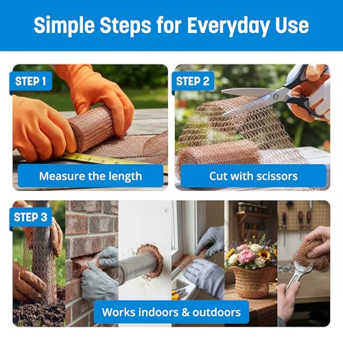 Coldbreak Copper Mesh Rodent Control – 5" x 30' Rustproof Copper Wool Roll for Wall Hole Filler, Rodent Control, Bat & Snail Blocker – Perfect for Hole Sealing, Gardening & Water Pipe Openings - Image 5