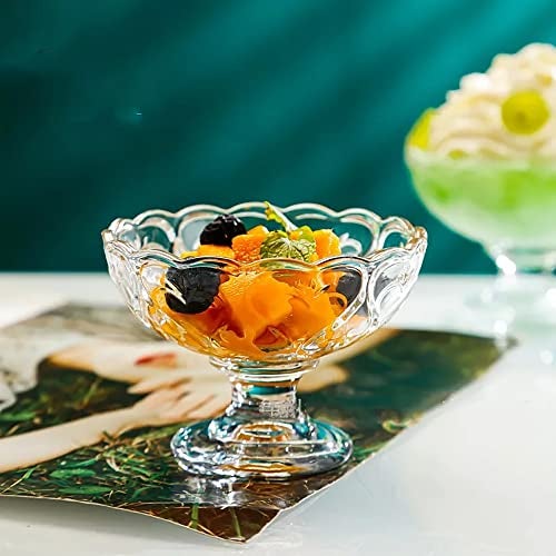 bellemax 250ML Ice Cream Glasses Cups Dishes for Desserts, Milkshake,Fruit and Pudding Glass Serving Bowls, Perfect for Home, Restaurants and Parties Dishwasher Safe (Set of 6) (BX-02) - Image 1
