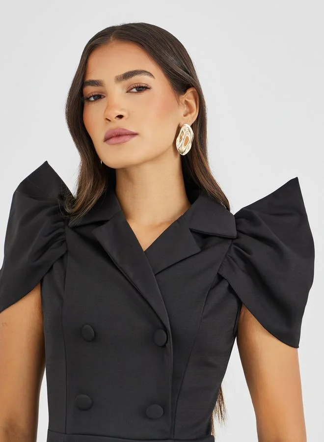 Styli Styli Solid Short Sleeves Mermaid Hem Midi Dress