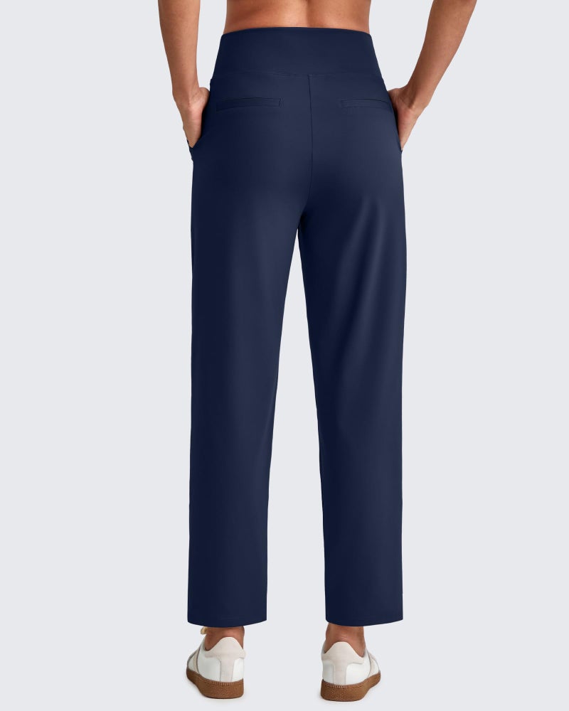 G4Free Straight Leg Yoga Pants for Women Trousers Style Business Casual Dressy Golf Pant Ankle Office Work Slack with Pockets(Dark Navy,M,24.5") - Image 5