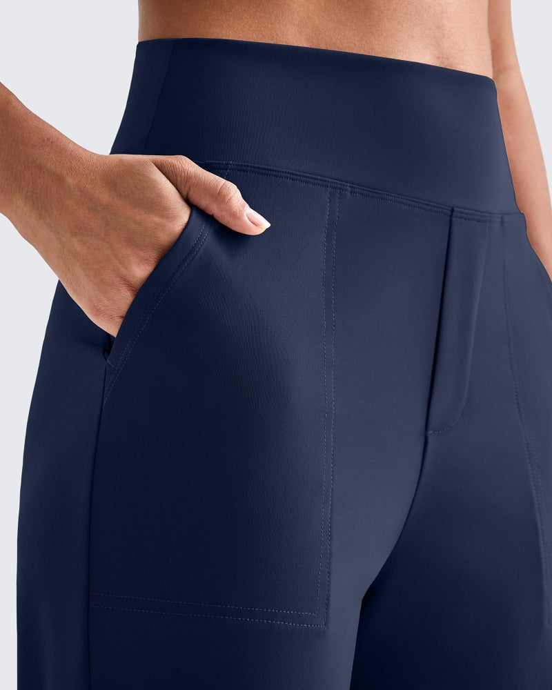 G4Free Straight Leg Yoga Pants for Women Trousers Style Business Casual Dressy Golf Pant Ankle Office Work Slack with Pockets(Dark Navy,M,24.5") - Image 2
