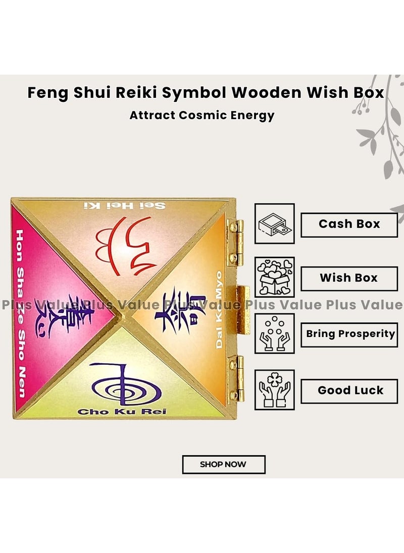 Plus Value Plus Value Feng Shui Reiki Symbol Wooden Wish Box Cash Box Pyramid for Positive Energy 6 Inch  - Image 4
