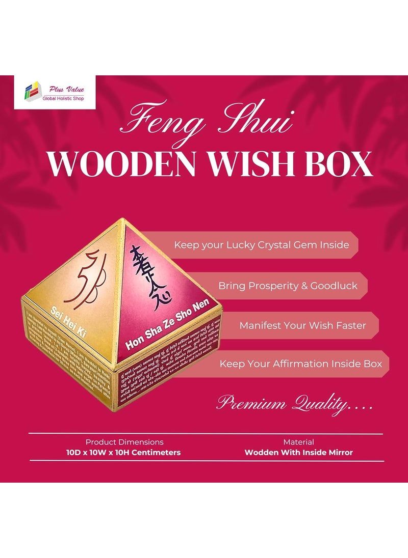 Plus Value Plus Value Feng Shui Reiki Symbol Wooden Wish Box Cash Box Pyramid for Positive Energy 6 Inch  - Image 2