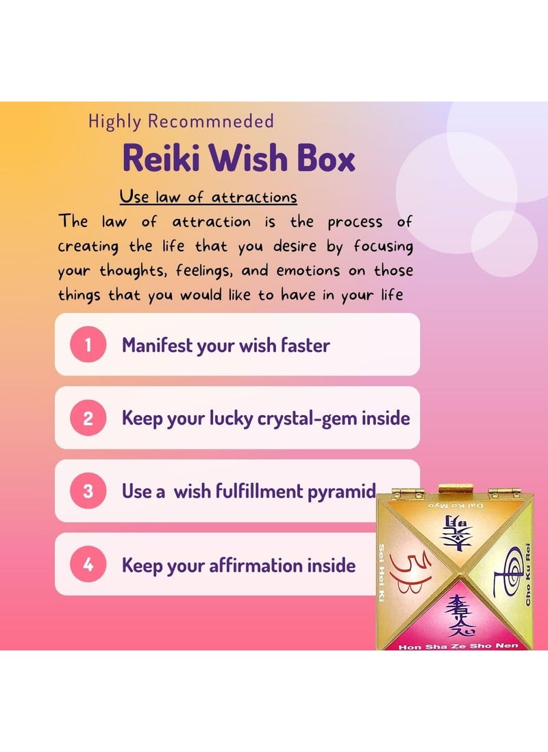 Plus Value Plus Value Feng Shui Reiki Symbol Wooden Wish Box Cash Box Pyramid for Positive Energy 6 Inch  - Image 3