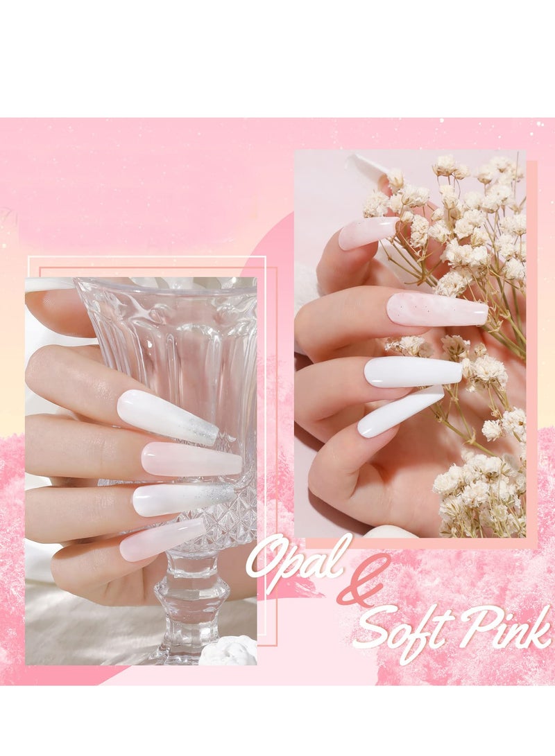 Opal Extension Gel, 2 PCS 60ml Opal Poly Nail Gel kit, Soft Pink Nail Builder for Thin Nails and Growth Gel Overlay Nail Art for Women Home DIY Manicure Need UV Lamp - Image 2