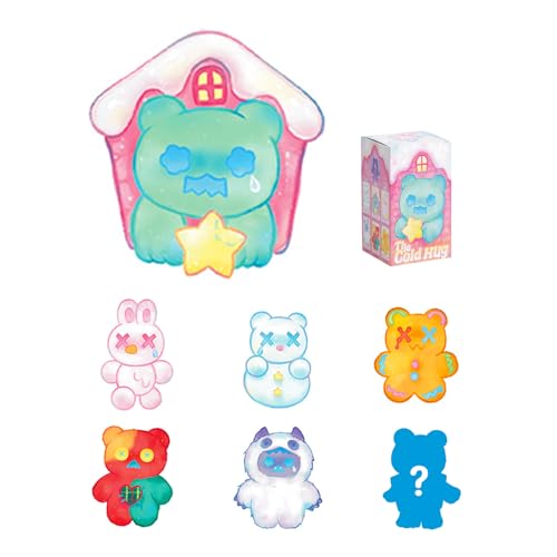 Popobox Plush Bear Blind Box The Cold Hug Plush Series Blind Box Figures Random Design Cute Plush Doll Collectible Toys for Birthday Gifts Home Decorations Single Box - Image 1
