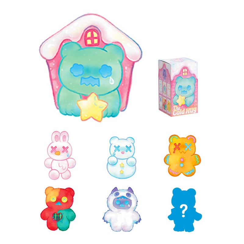 Popobox Plush Bear Blind Box The Cold Hug Plush Series Blind Box Figures Random Design Cute Plush Doll Collectible Toys for Birthday Gifts Home Decorations Single Box - Image 3