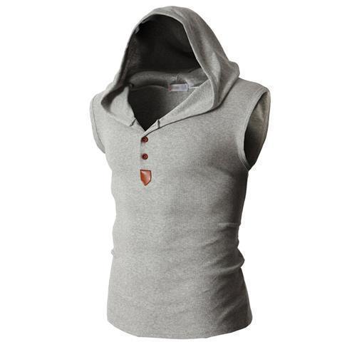 Summer Hooded Tank Top Mens Sleeveless Vest 9181 black  - Image 3