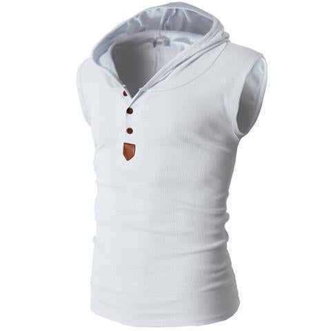 Summer Hooded Tank Top Mens Sleeveless Vest 9181 black  - Image 4