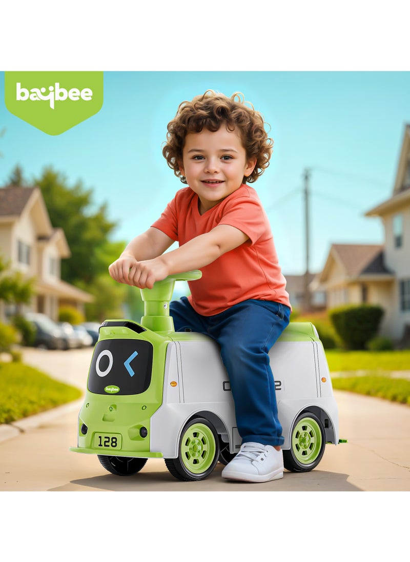 BAYBEE Waldo Baby Ride on Car for Kids, Ride on Baby Car with Lights, Music & Storage Space | Kids Push Car for Baby | Push Ride on Car for Kids Toddlers 1 to 3 Years Boys Girls Green  - Image 2