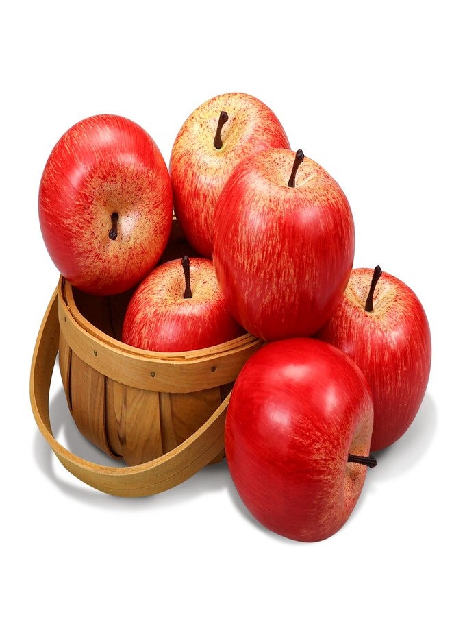 Lorigun Artificial Apples Fake Frutis Apples, Simulation Apples for Home Decoration Lifelike Normal Size Apples Fake Apples for Kichen Party Chirstmas Decor (6 Pcs Red Apple) - Image 1
