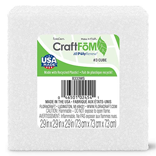 FloraCraft CraftFōM Cube 2.9 Inch x 2.9 Inch x 2.9 Inch White - Image 1