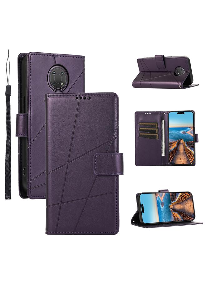 S-TOP Case For Nokia G10 PU Genuine Leather Texture Embossed Line Phone Case - Image 1