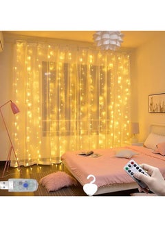 Necomi 300 Led Bedroom Curtain String Fairy Backdrop Lights Usb Powered 8 Lighting Modes String Lights Hanging With Remote Control Indoor Outdoor Party Warm White  - Image 1